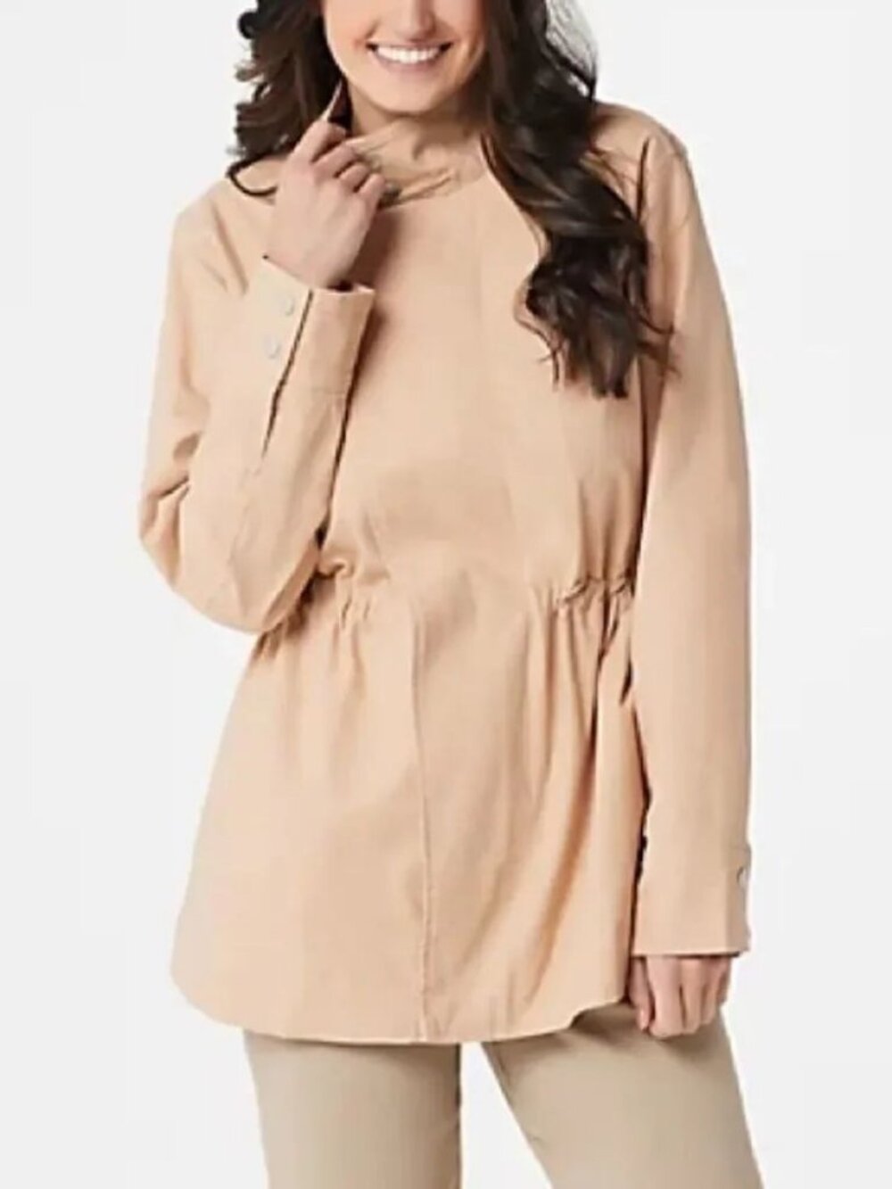 Martha Stewart Stretch Canvas Zip Front Anorak Jacket